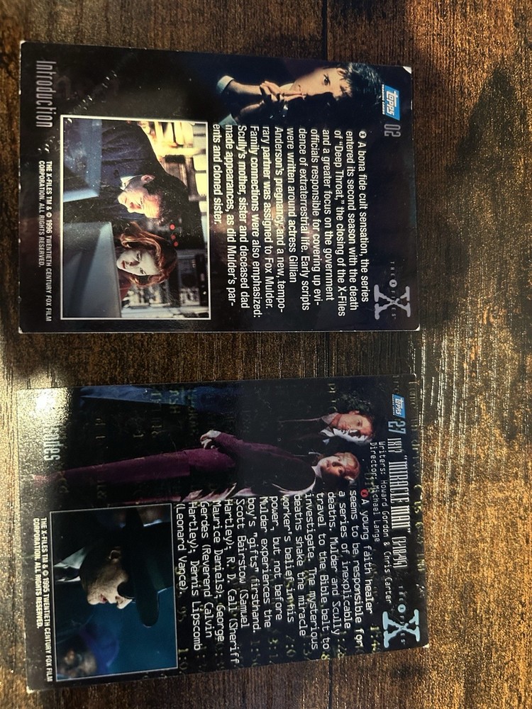 1995 Topps X files Cards (2) #2 & #27