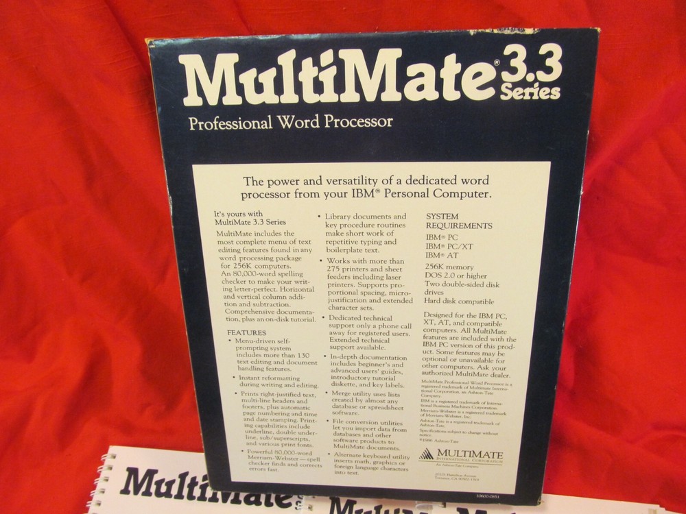 BM PC DOS MULTIMATE 3.3 3.31 WORD PROCESSOR 3.5" & 5 1/4" DISKETTES W/ MANUALS