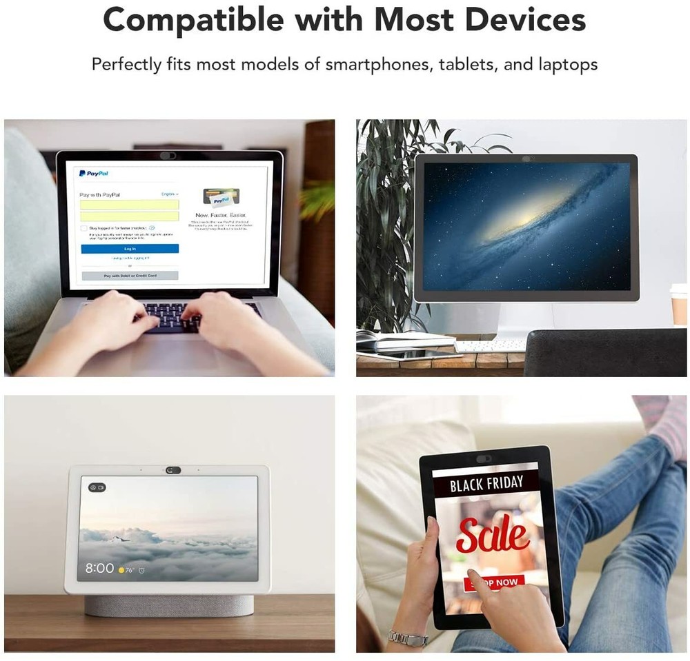 6 Pack Webcam Cover Web Camera Privacy Blocker Computer 0.03in Ultra-Thin Black