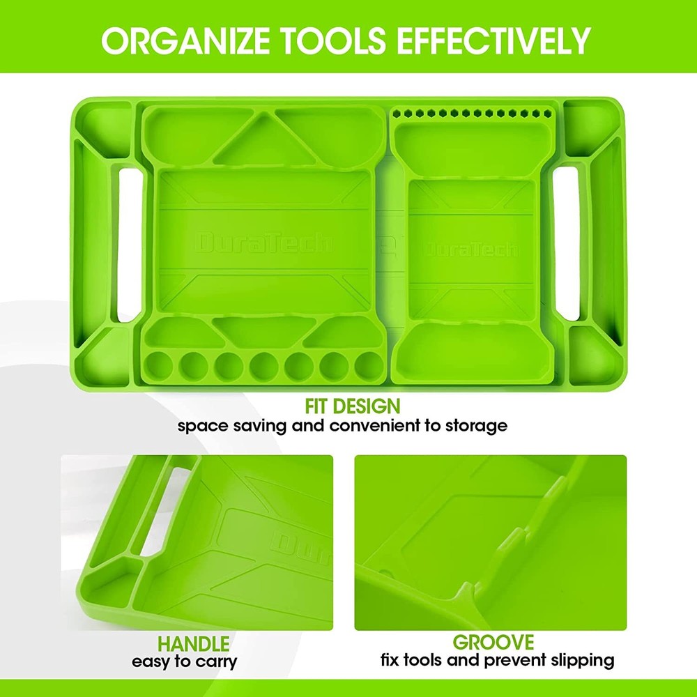 DURATECH Flexible Tool Tray Silicone Tool Holder Blue/Pink/Green 3pack Durable