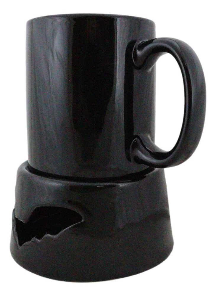 Wicca Vampire Bat Black Cup With Candle Holder Mug Warmer Shadow Caster Set
