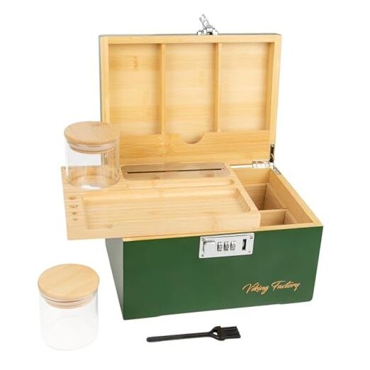 Large Bamboo Storage Box with Combination Lock - Decorative Organizer Set