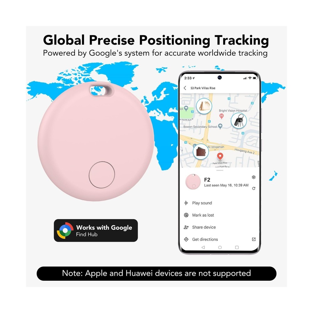 Air Tracker Tag for Android 2 Pack(NOT iOS or Huawei), Bluetooth Item Finder ...