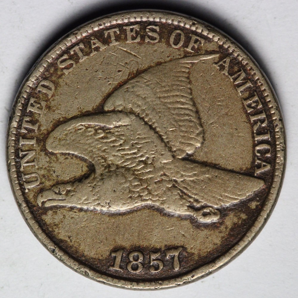 1857 Flying Eagle Cent Penny VF E134 XYAD