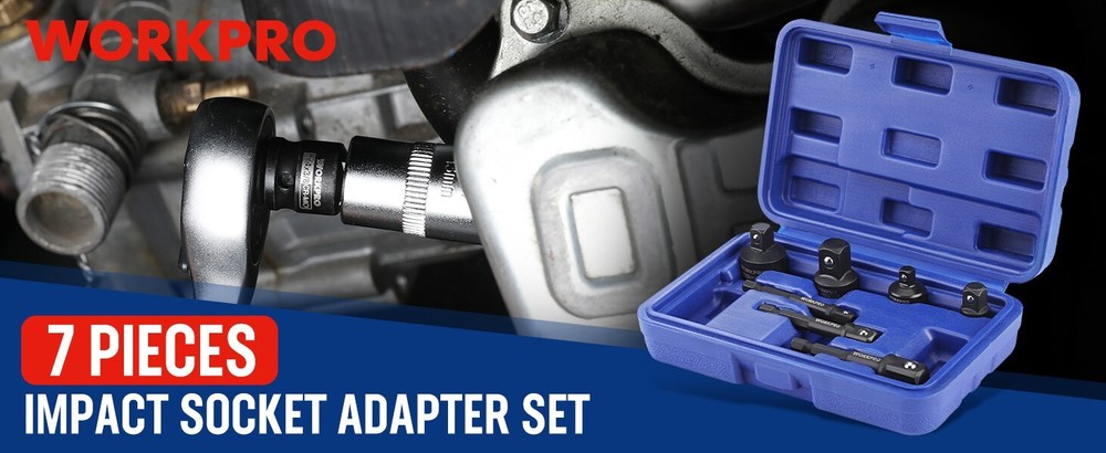 WORKPRO 7Pieces Impact Socket Adapter Set W/3PC 1/4"Hex Shank Drill ExtensionSet