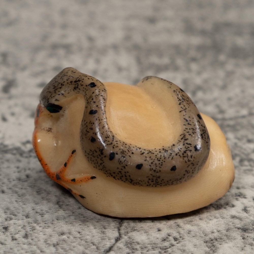 Vintage Snake Eating Frog Tagua Carving