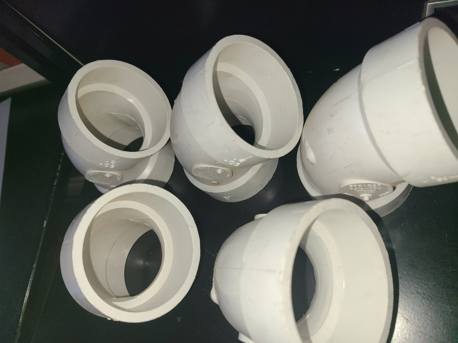 (Lot of 5) Spears P319-020 2" PVC DWV 45 Elbow Fittings--Free Shipping!