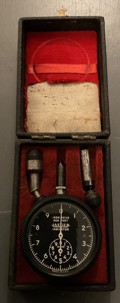 Vintage WORLD WAR 11 JAEGER Tachometer Disk Speed Indicator ORIGINAL BOX