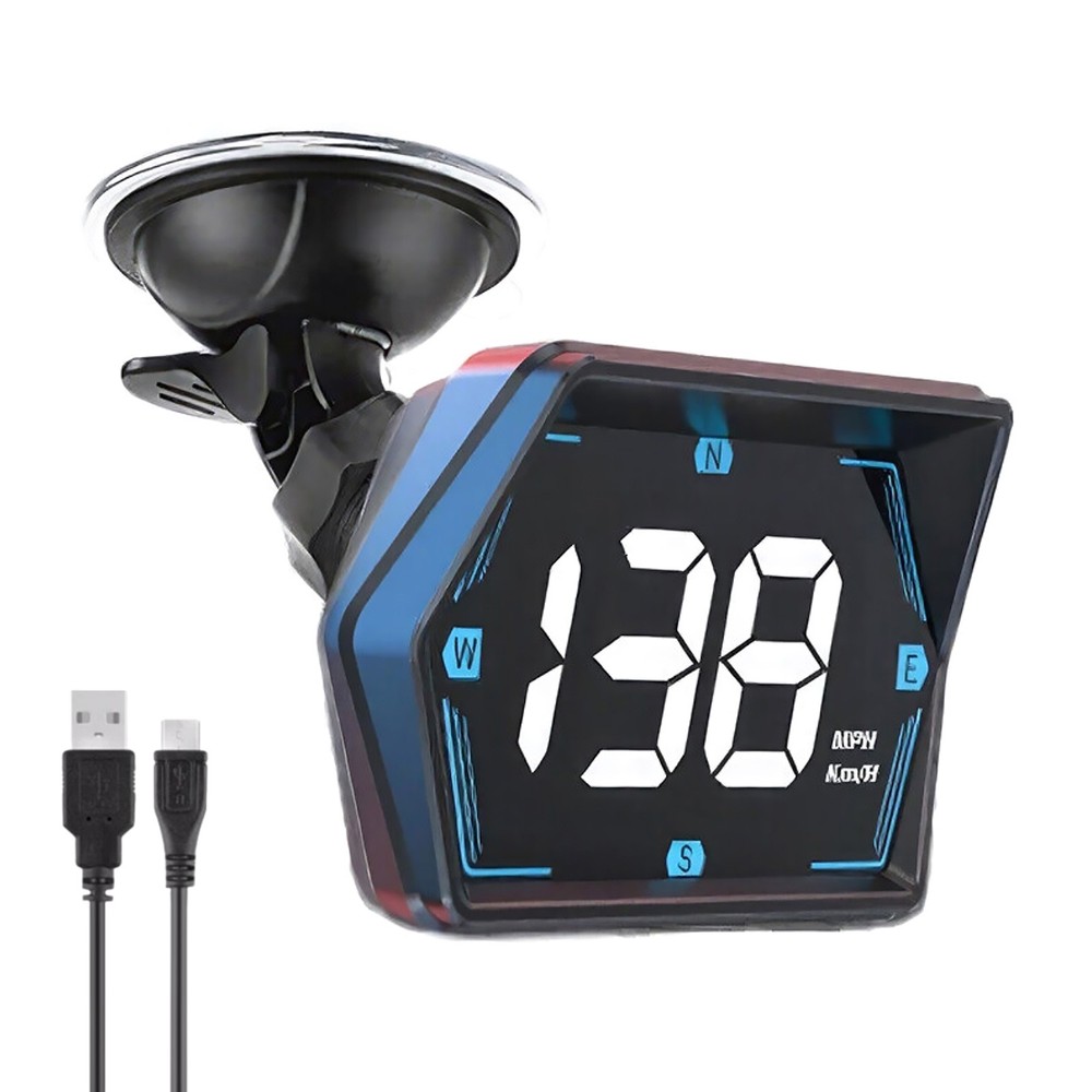 HUD GPS Head Up Display Speedometer With 360° Rotating Suction Cup Overspeed
