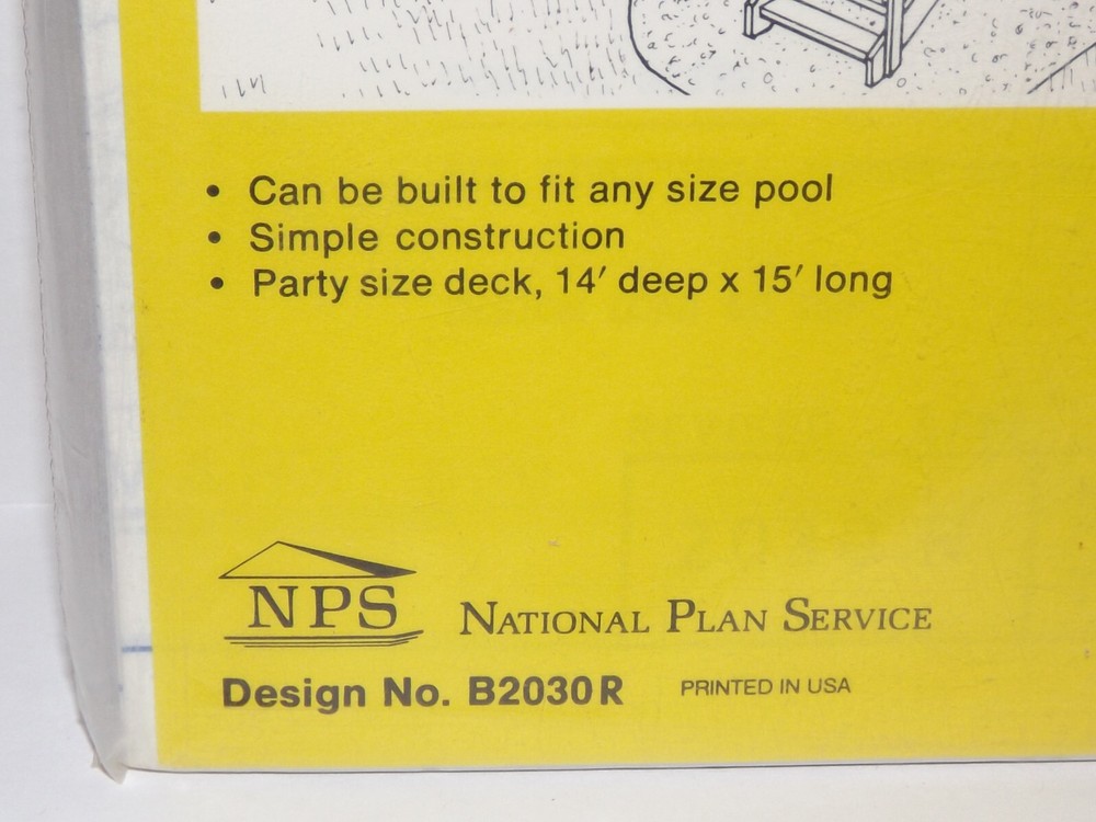 Ucando Pool Deck Plans B2030 R New In Package