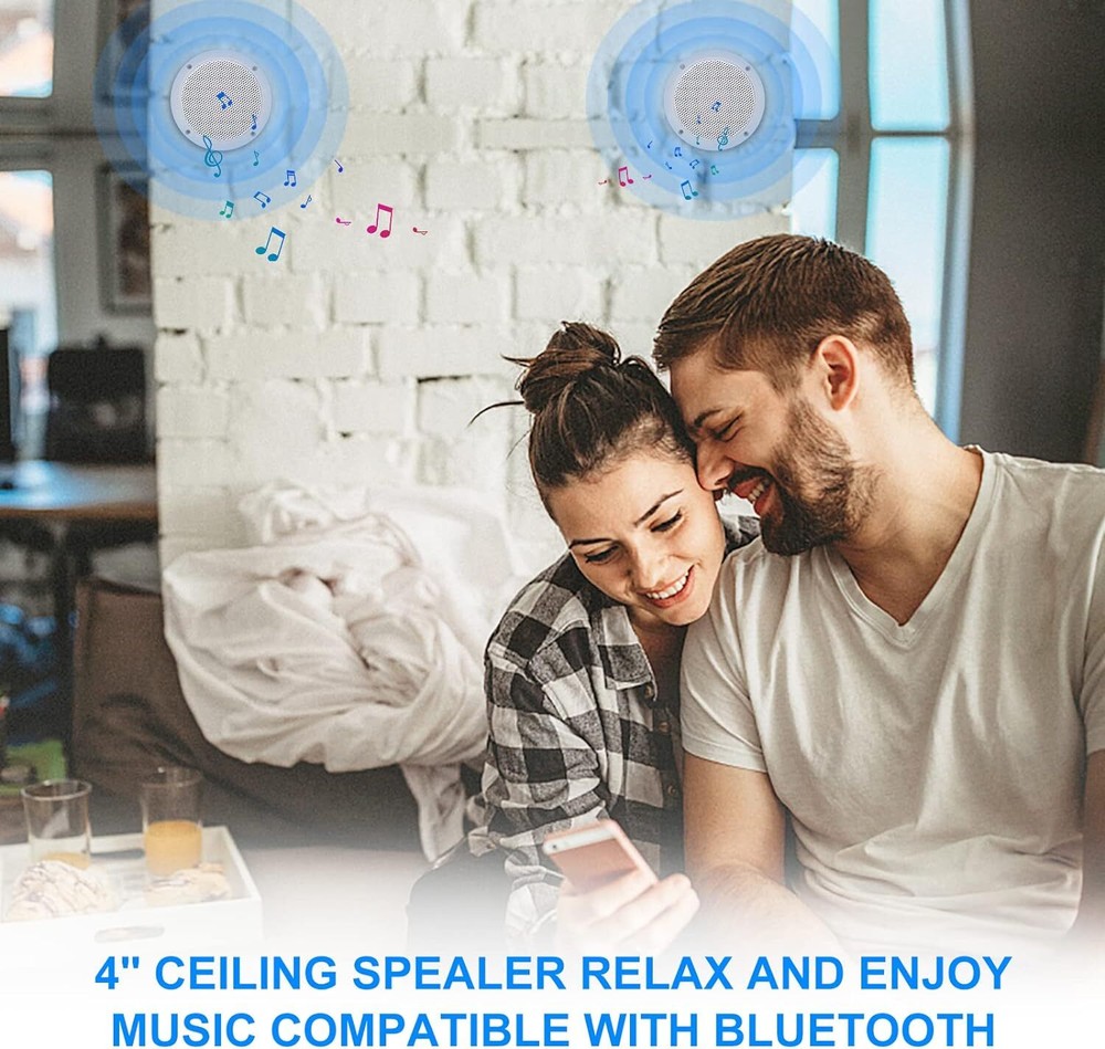 2 SPEAKER BATHROOM KITCHEN WIRELESS BLUETOOTH AMPLIFIER 2x4 INCH CEILING SPEAKER