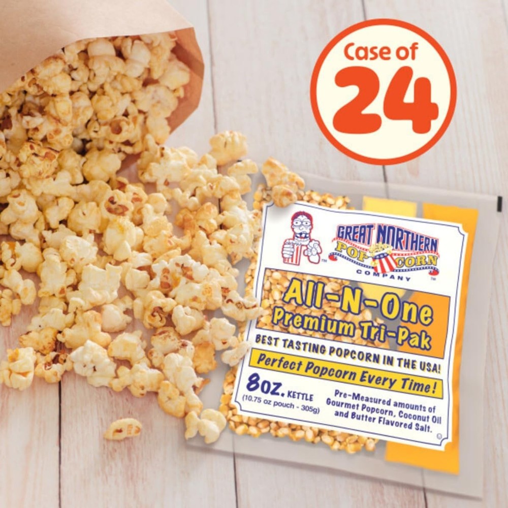 8oz Popcorn Kernels 24 Case - Great Northern Popcorn Packets