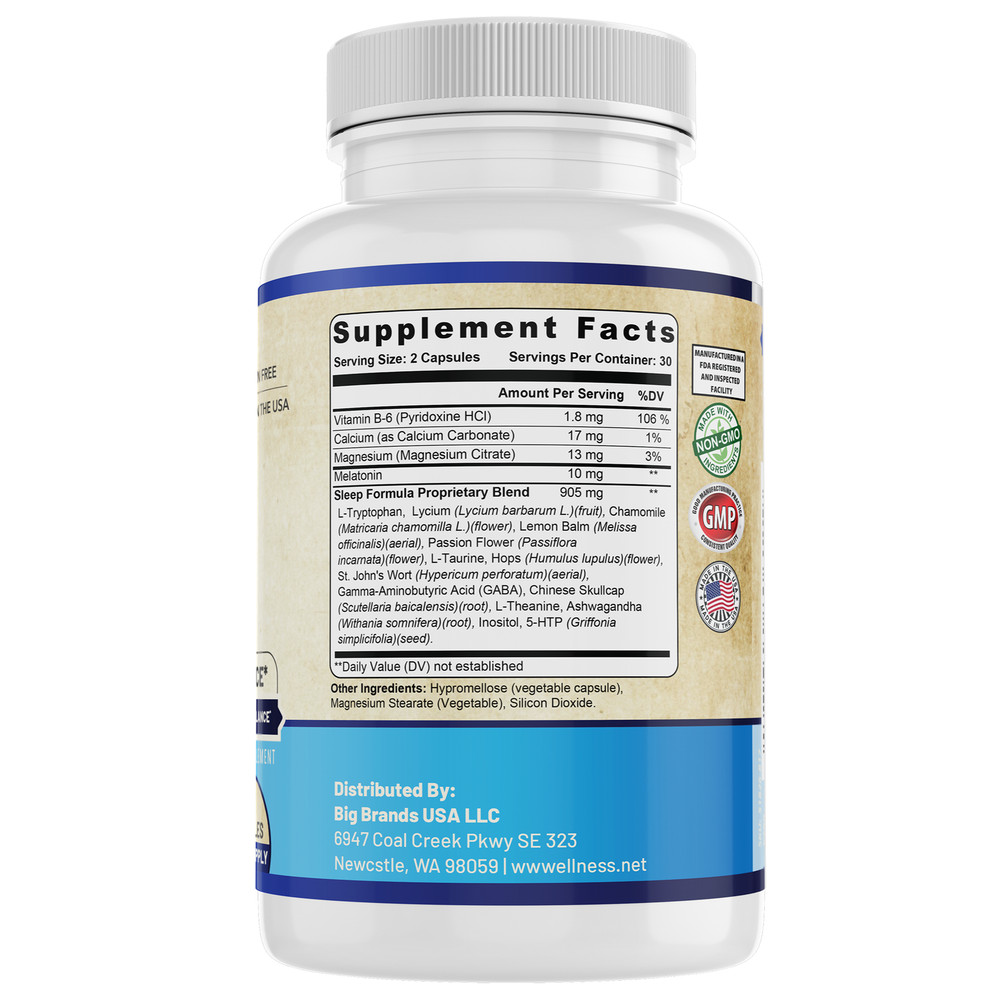 Sleep Complex for Adults. Sleep Support & Restful Sleep Blend. With Melatonin.