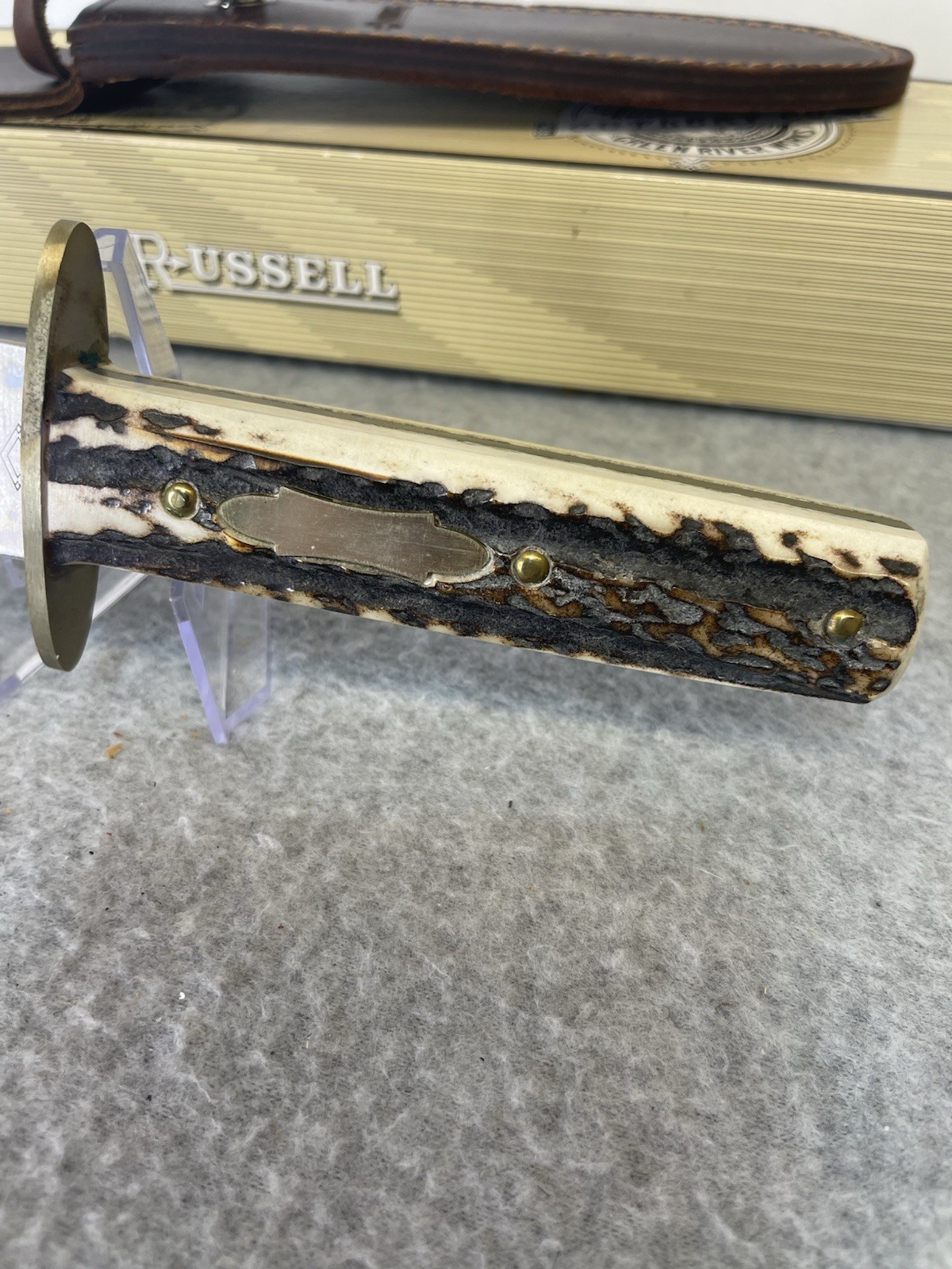 J. Russell Green River Works Argentina Bowie Knife Stag Handle