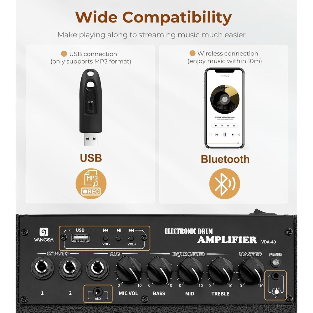 Electric Drum Amp 40W Professional Drum Amplifier Speaker