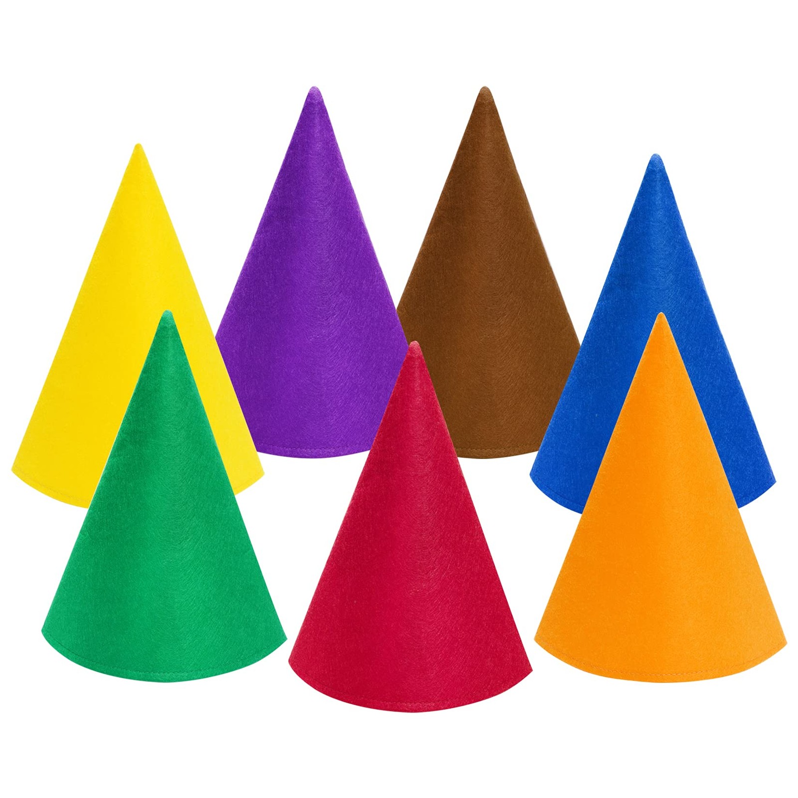 Fengek 7 Packs Christmas Gnome Hats, Felt Cone Dwarf One Size, Multicolor