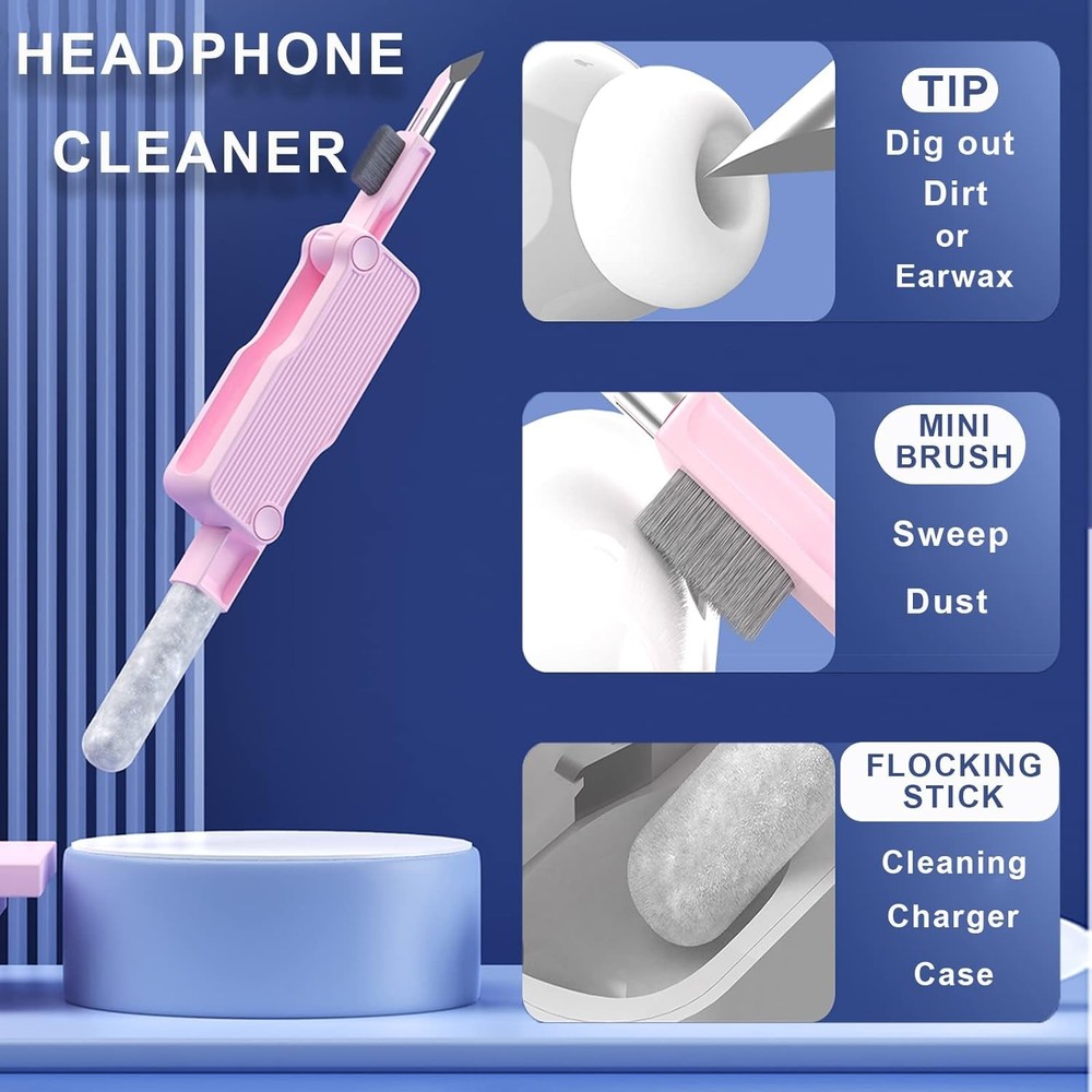 Electronics Cleaner Kit. Keyboard Brush, Airpod Cleaning Tool, Phone blue