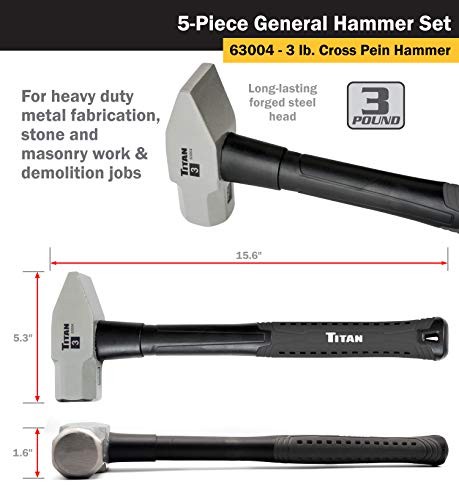 63125 5-Piece Hammer Set 5-Piece Set. Textured Handle