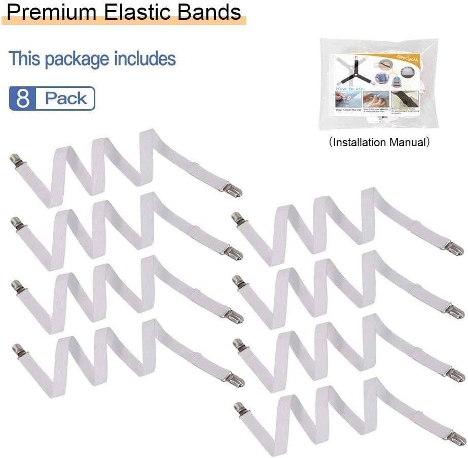 8 Adjustable Bed Sheet Straps Clips – Secure & Durable Fasteners for All Bedding