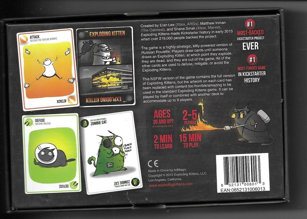 Exploding Kittens Card Game 2015 NSFW Deck
