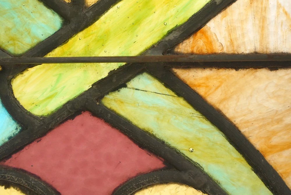 1900s Rectangular Leaded Stained Glass Church Window - R289681