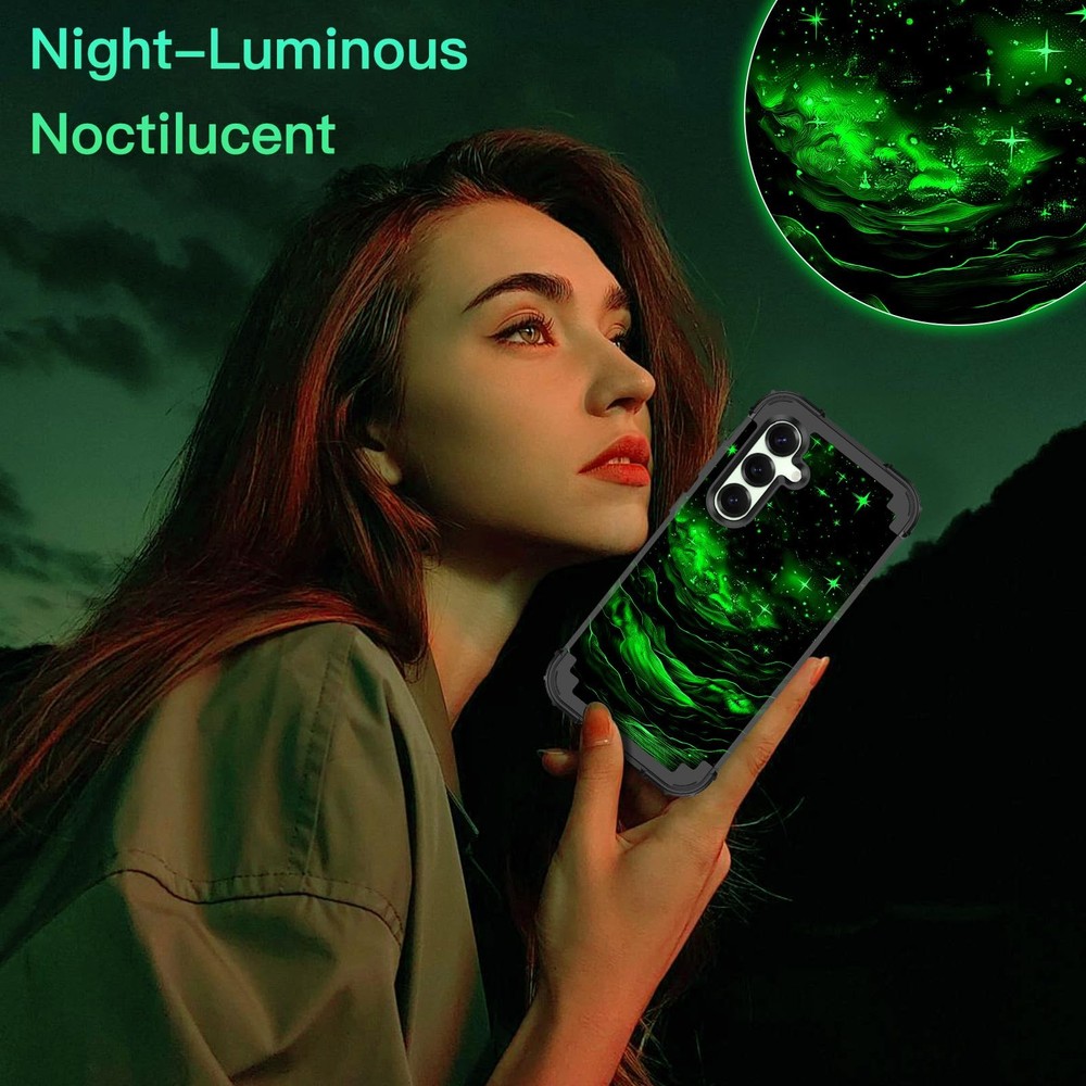 LONTECT Galaxy S25 Plus Glow Dark Rugged Shockproof Phone Case Hard PC Soft