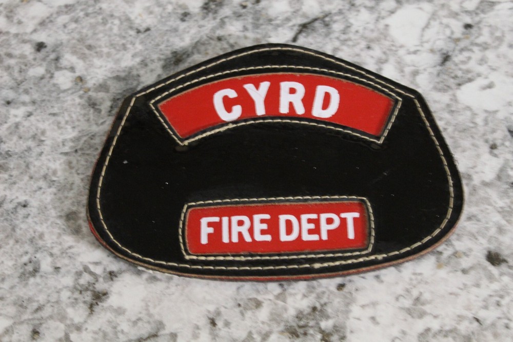 Vintage Leather Fire Helmet Shield CYRO Fire Dept