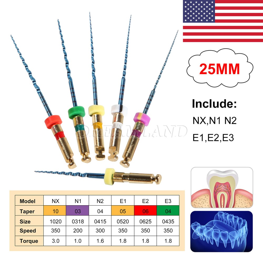Rotary Files 25mm NX-E3 Dental Assorted Endodontics