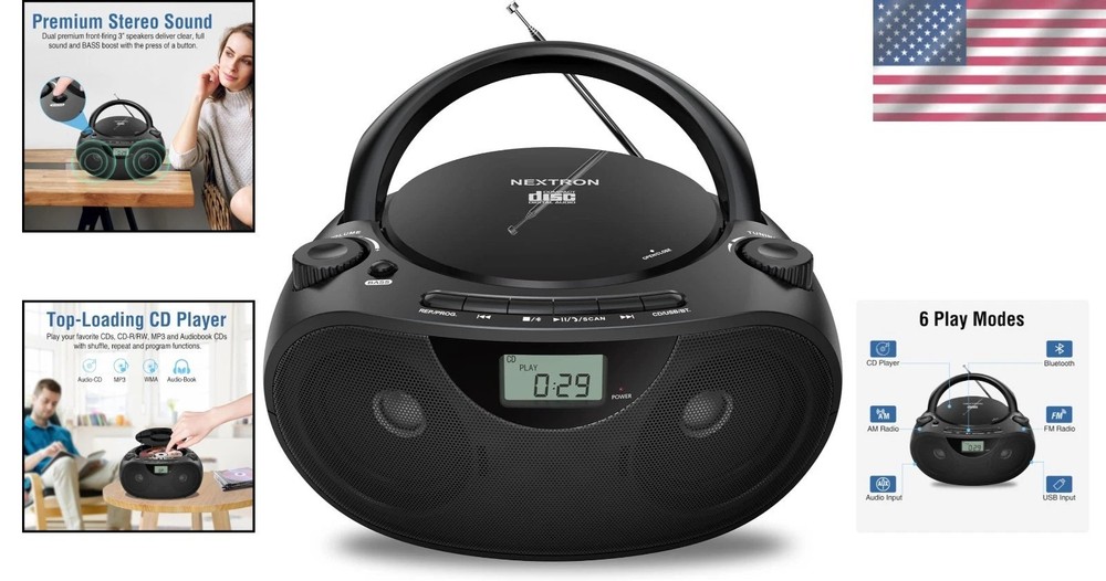 USB Portable CD Player Boombox - Stereo Sound