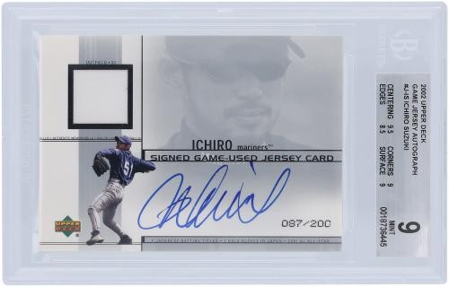 Ichiro Suzuki Mariners Signed 2002 Upper Deck Relic #J-IS #87/200 BGS 9 Card