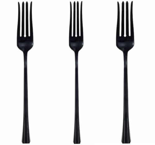 Black heavy duty Disposable plastic serving fork For All Occasions 3 Pieces