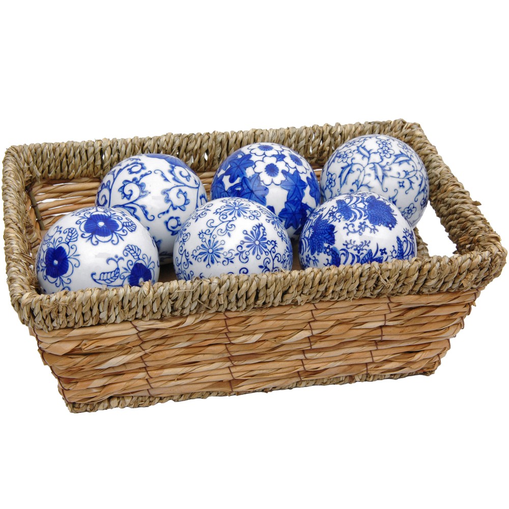 3" Blue & White Decorative Porcelain Ball Set