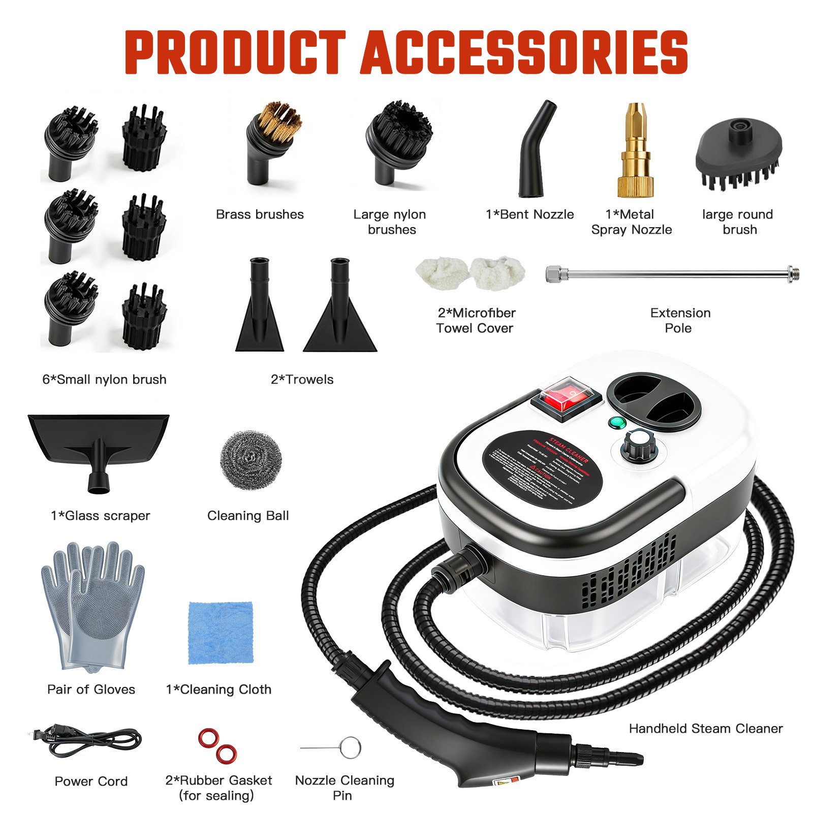 2500W Handheld High Temp Steam Cleaner High Pressure Household Cleaning Machine