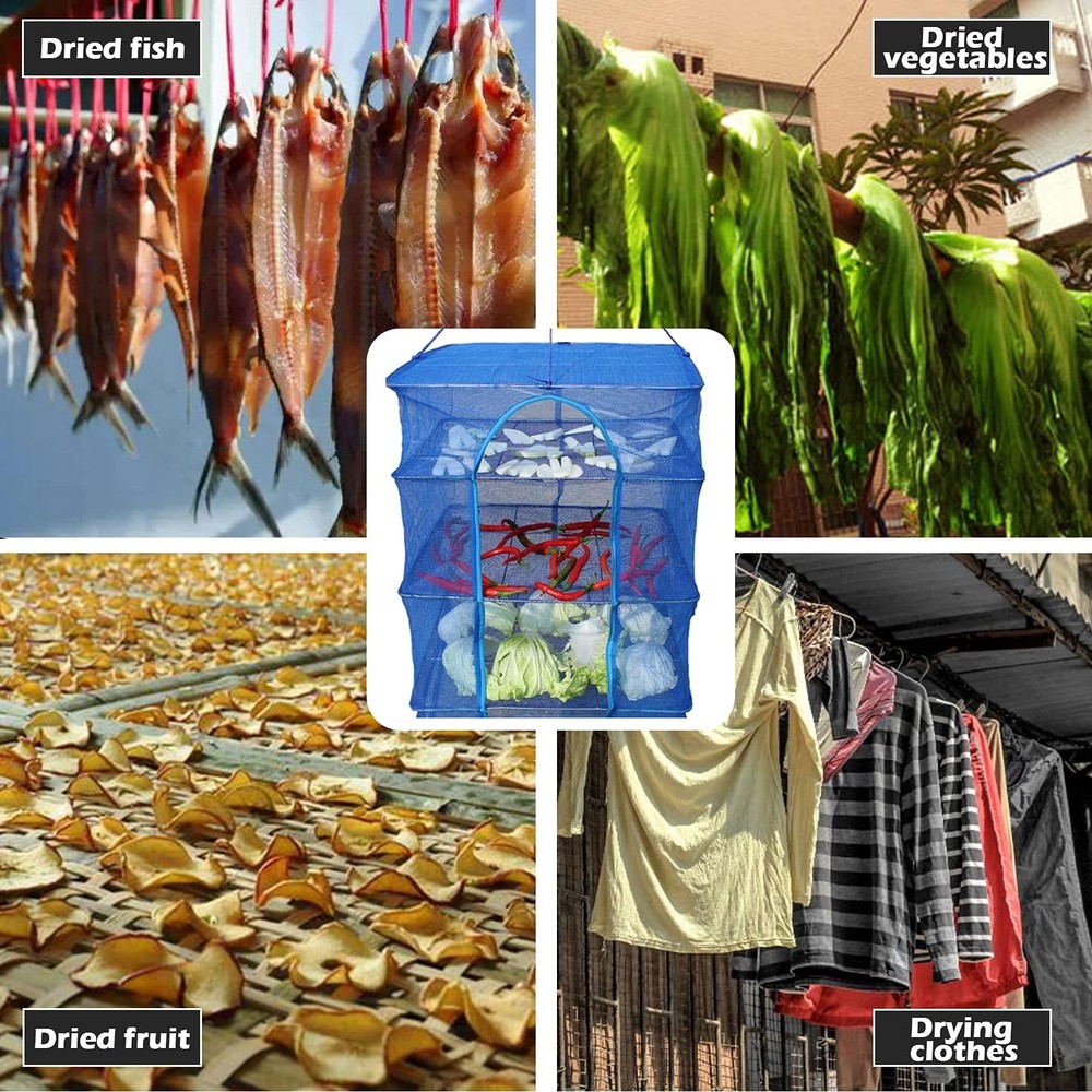 Drying Rack 4 Layers Folding Mesh, Foldable Nylon Netting, Hanging Drying Net...