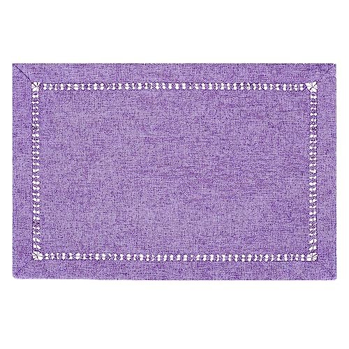 Solid Farmhouse Rustic Hemstitched Lavender Lilac Light Purple Table