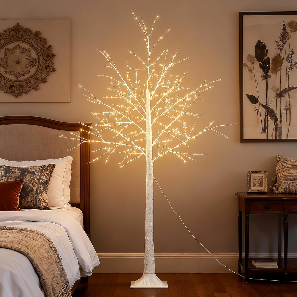 5FT White Firefly Tree with Lights - Lighted Firefly Tree with 350 Warm White Le