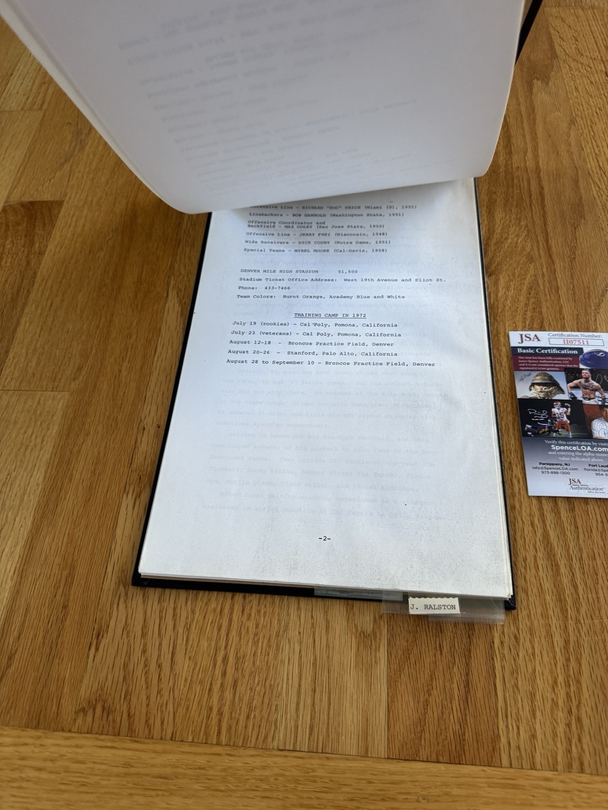 PERSONALLY OWNED FLOYD LITTLE Signed Contract Negotiations Binder Broncos NFL