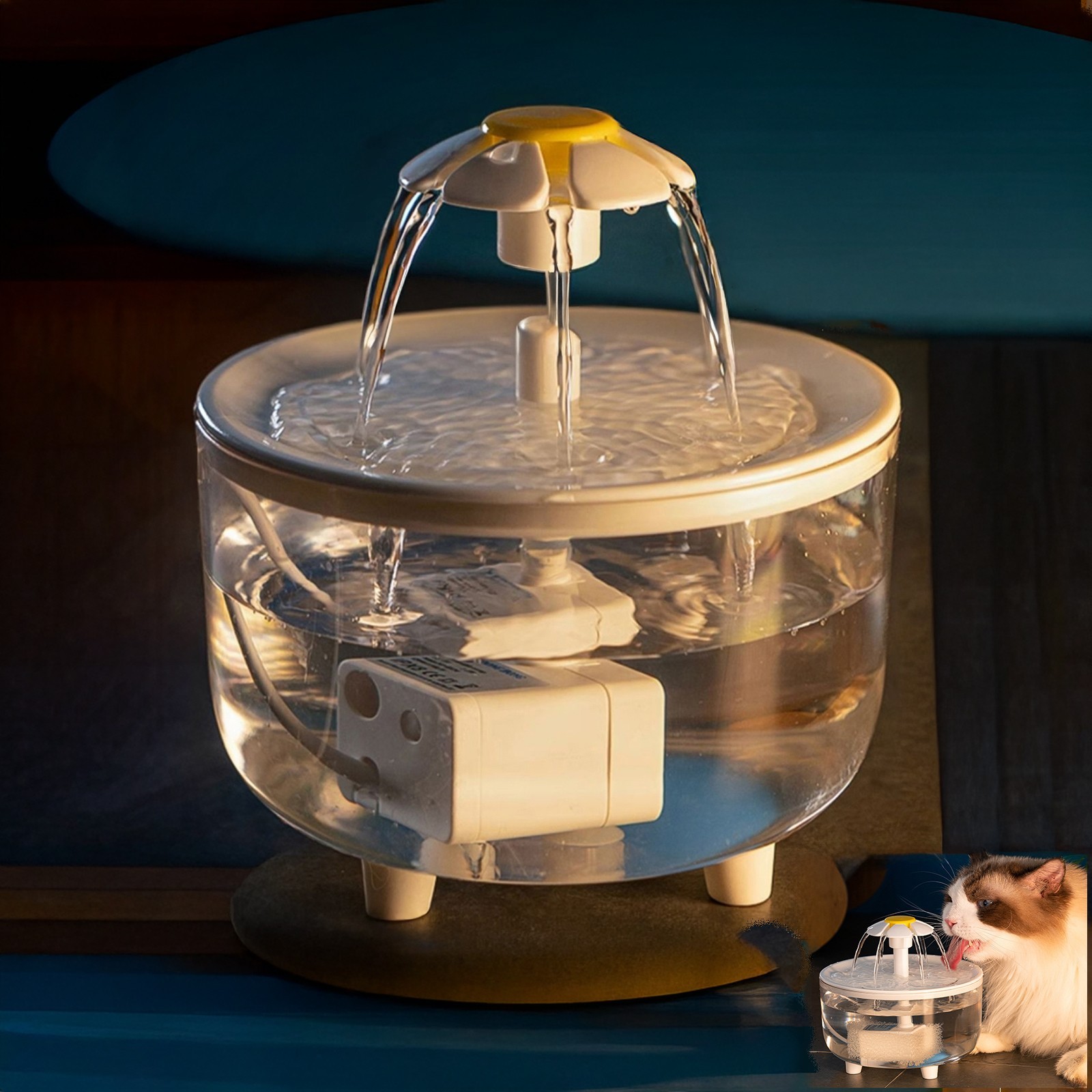 Cat Water Fountain Transparent Automatic Dog Cat Fountain Circulating Water Bowl
