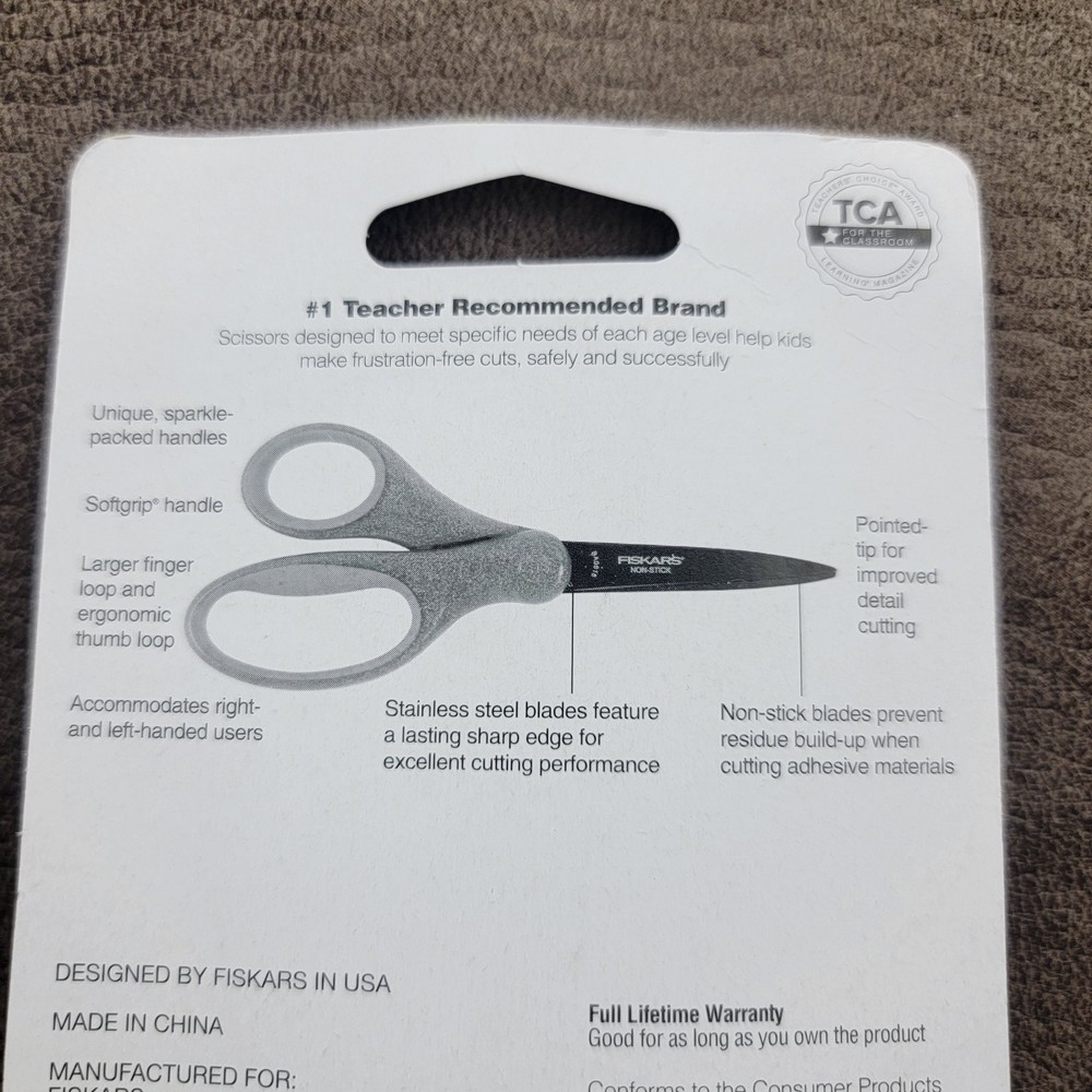 FISKARS 7" Student Scissors Blue Glittter Handle 12+ Classroom Create Art Craft