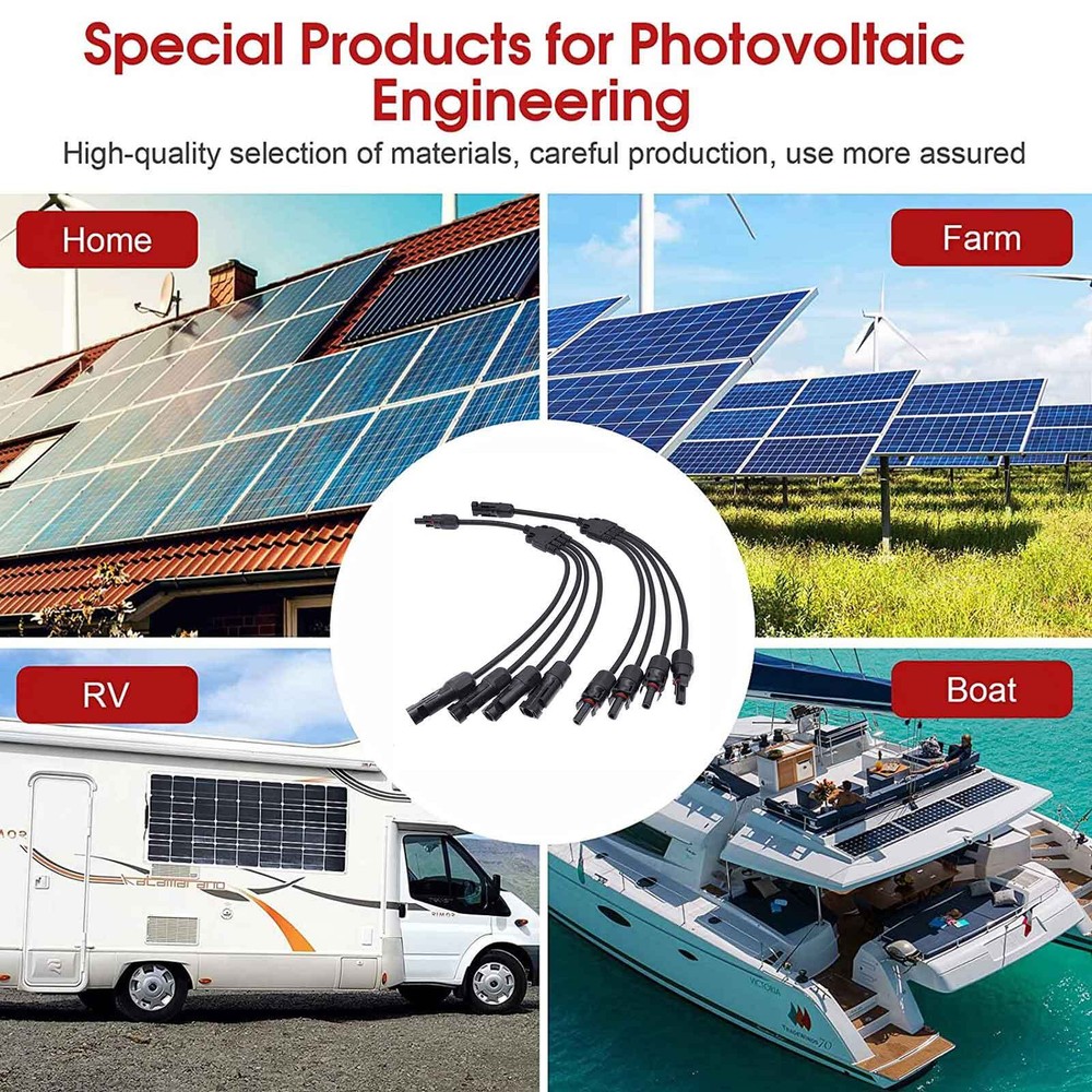 Solar Connectors Y Branch Parallel Adapter Cable Wire Plug Tool for Solar Panel