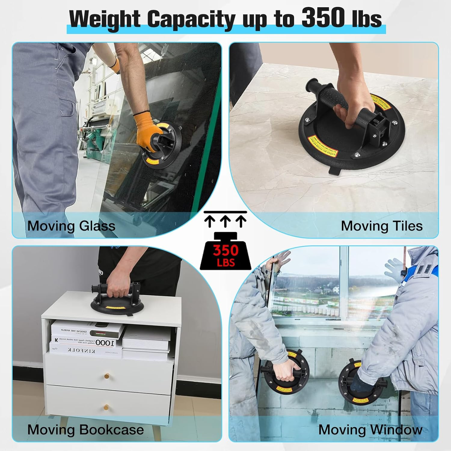 8" Glass Suction Cups,2 Pack Suction Cups for Glass, Glass Suction Cups to Lift