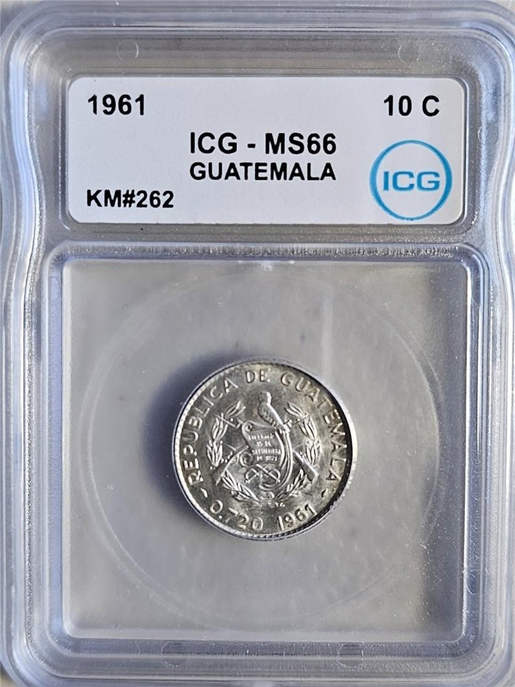 Guatemala 10 Centavos 1961 ICG MS 66