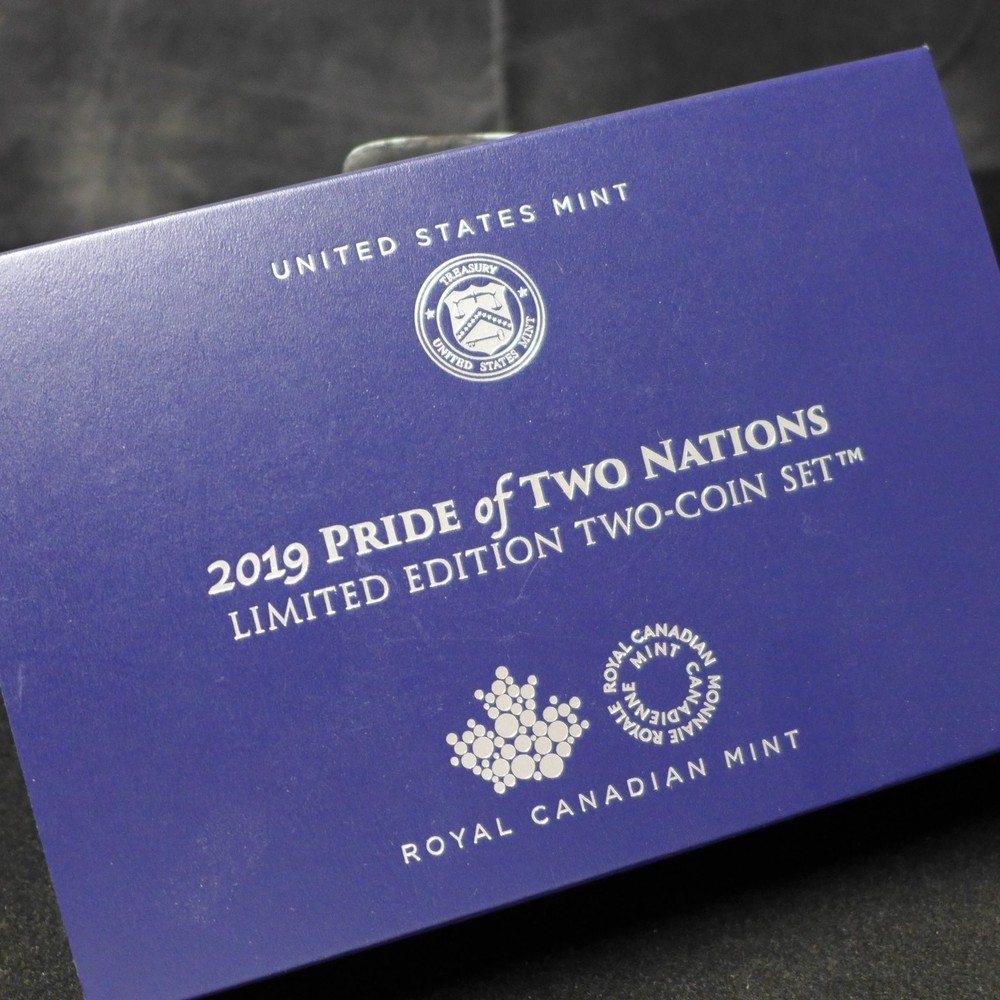 2019 W ENHANCED REVERSE PROOF SILVER EAGLE + MAPLE LEAF PRIDE OF TWO NATIONS SET