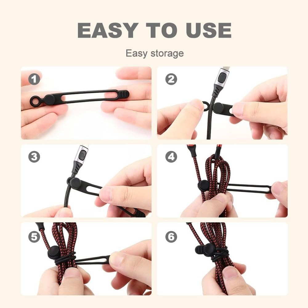 Data Cable Organizer, Upgrade Silicone Cable Ties Reusable Cable Management5940