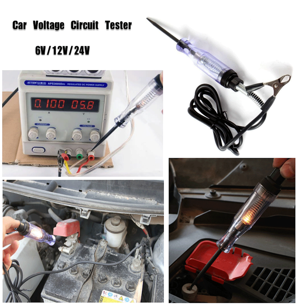 Test Light Car Circuit Tester Probe 6V 12V 24V Voltage Continuity Tester