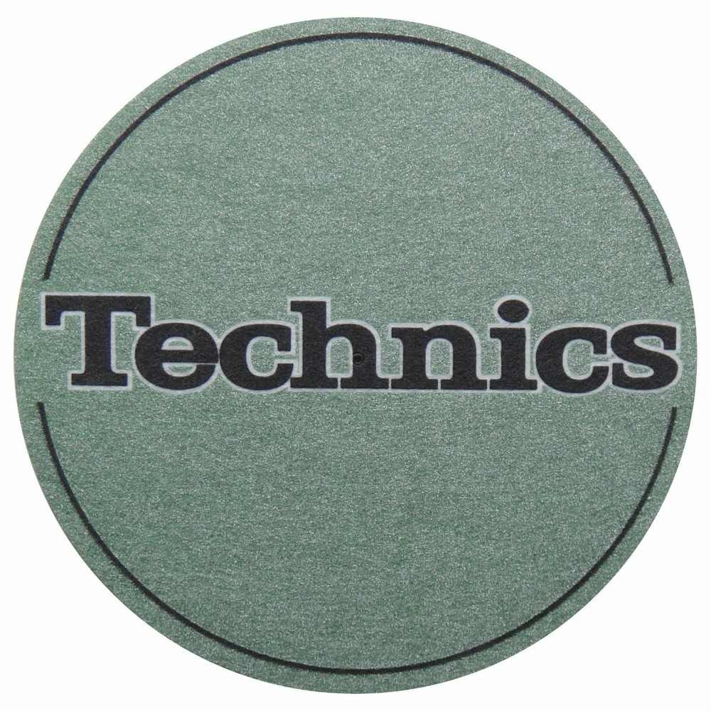 Slipmats Technics Green Metallic Logo Black 1 Pair