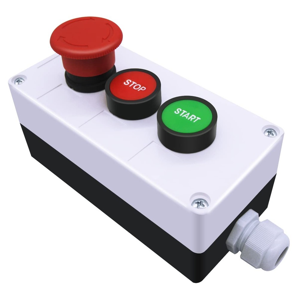 Momentary Start Stop Switch Push Button + 1NC Red Mushroom Latching Emergency