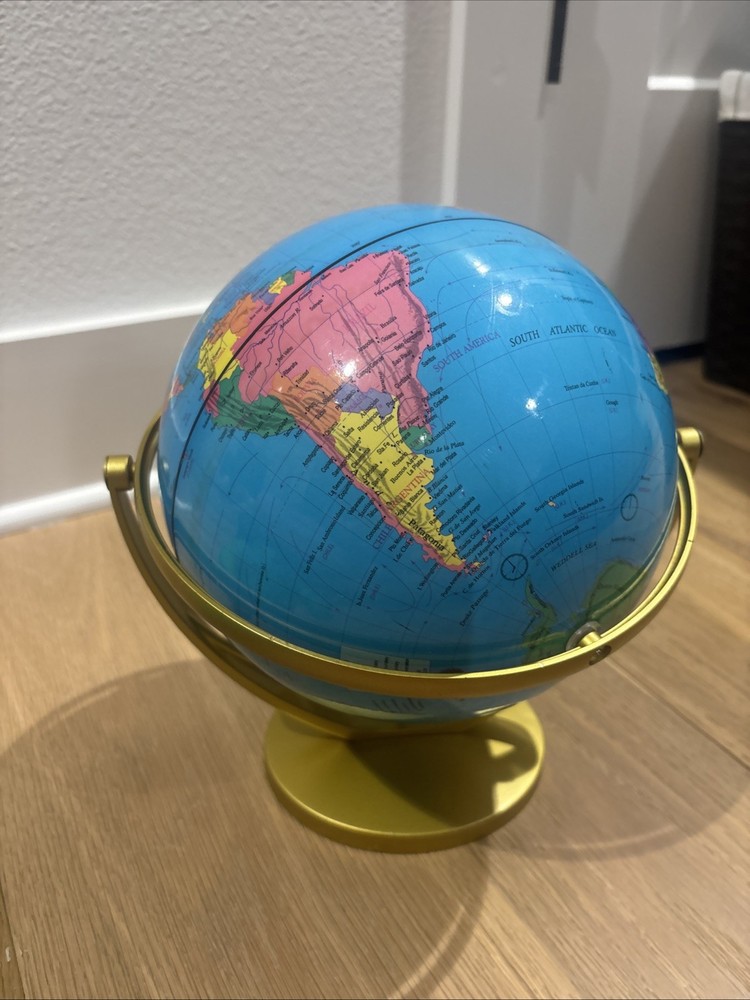 Gold Globe Spinning Geography Flips Easy To See Countries