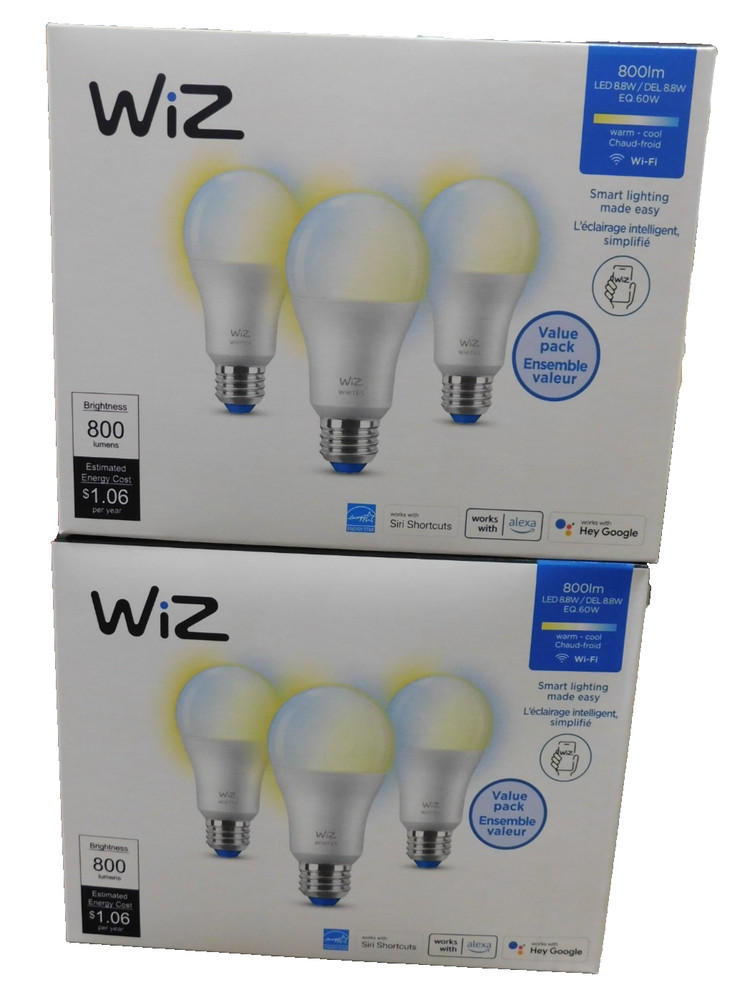 WIZ LED 800lm Warm Cool WiFi Connected Bulbs-6 Count Smart Lighting