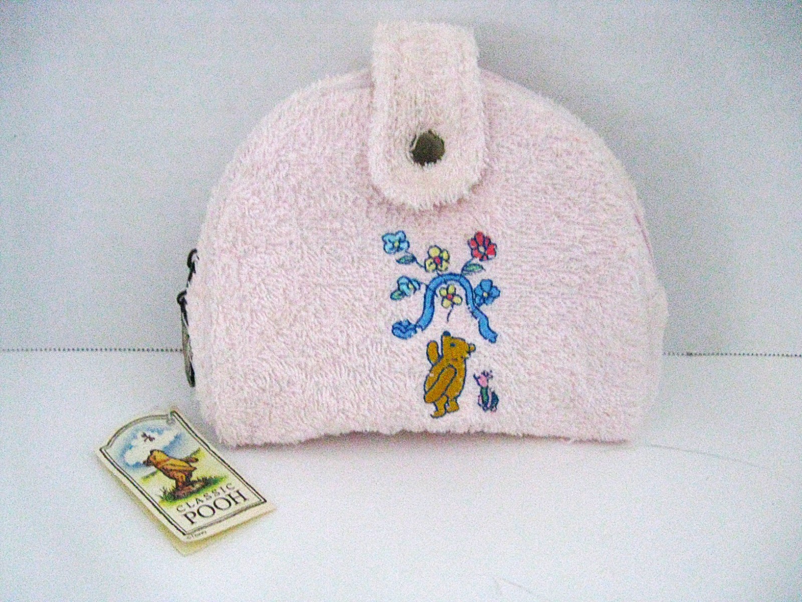 VTG Winnie the Pooh Embroidered Terry Cloth Cosmetics Bag/Pouch 6"x5" NWT